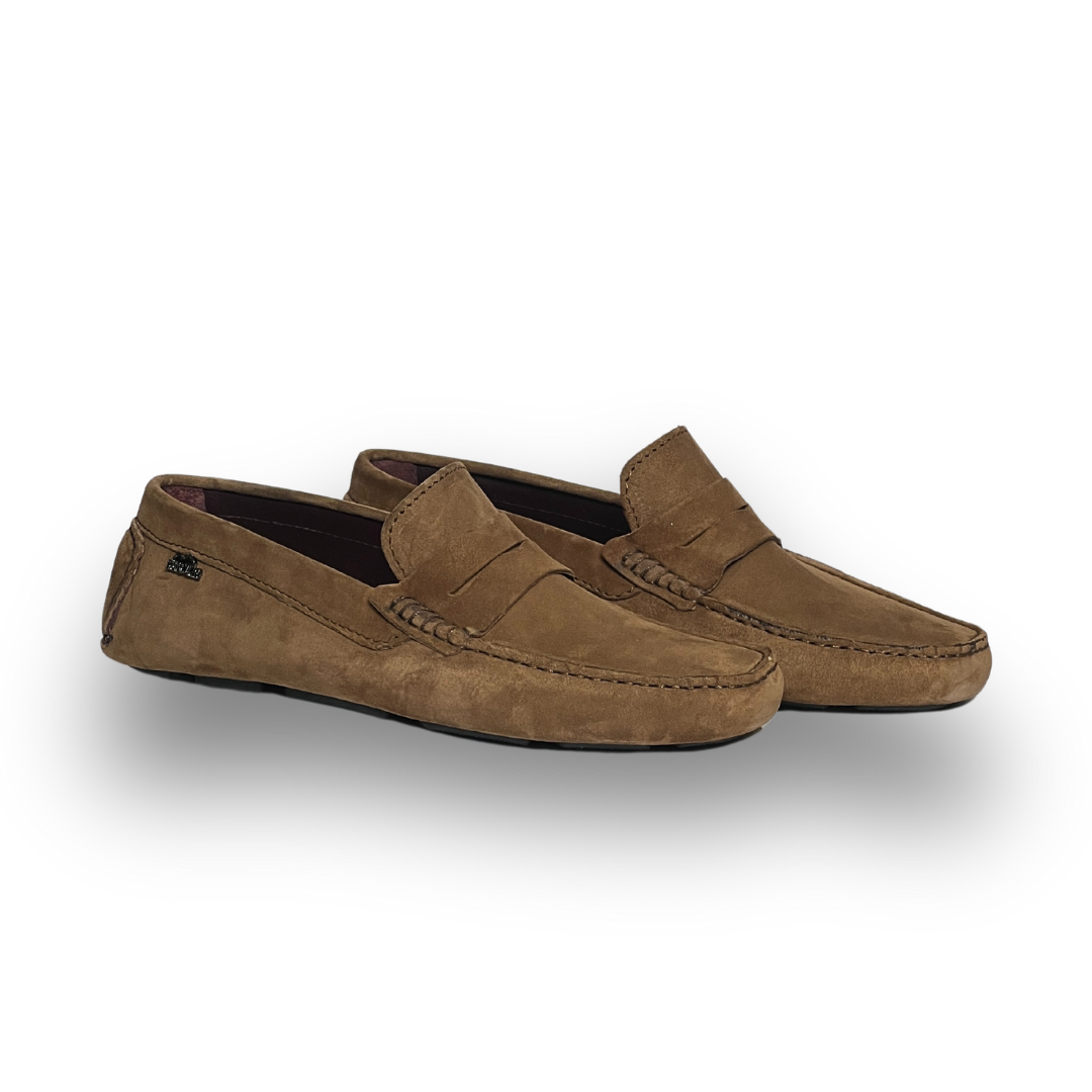 Grandeur Genuine Leather Suede Loafers - Brown