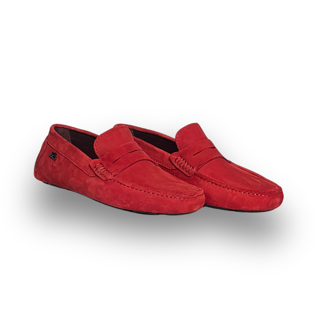 Grandeur Genuine Leather Suede Loafers - Red