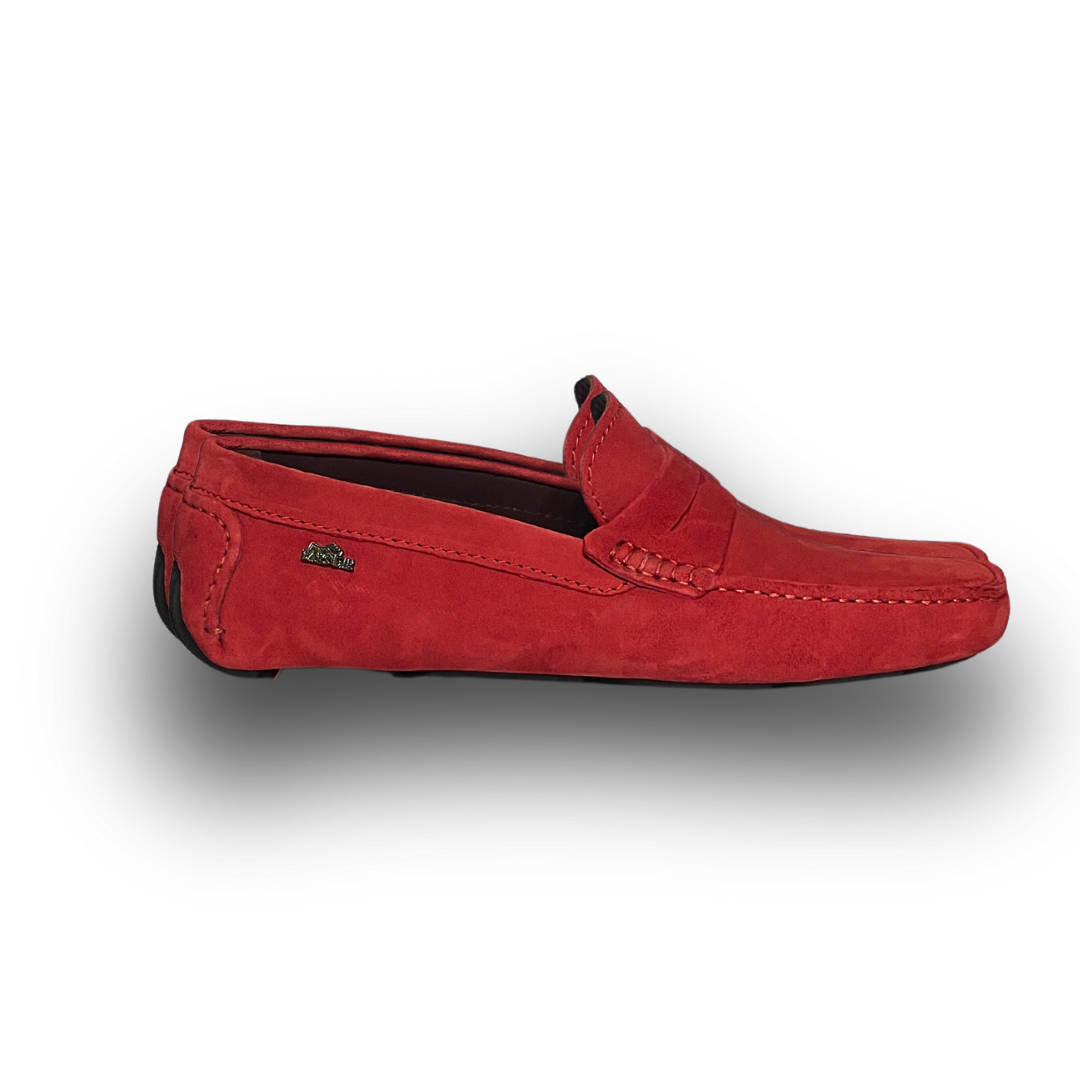 Grandeur Genuine Leather Suede Loafers - Red