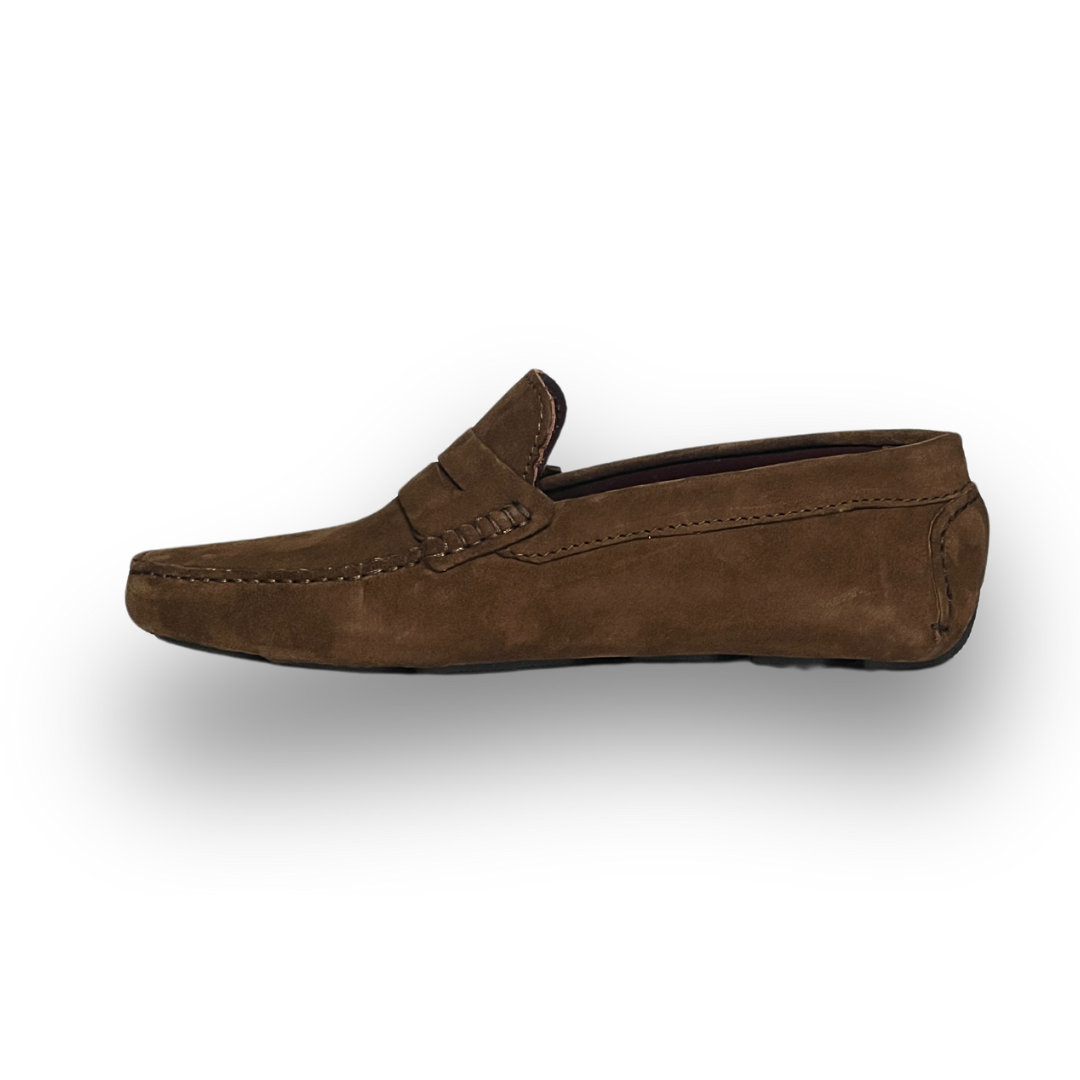 Grandeur Genuine Leather Suede Loafers - Dark Cognac