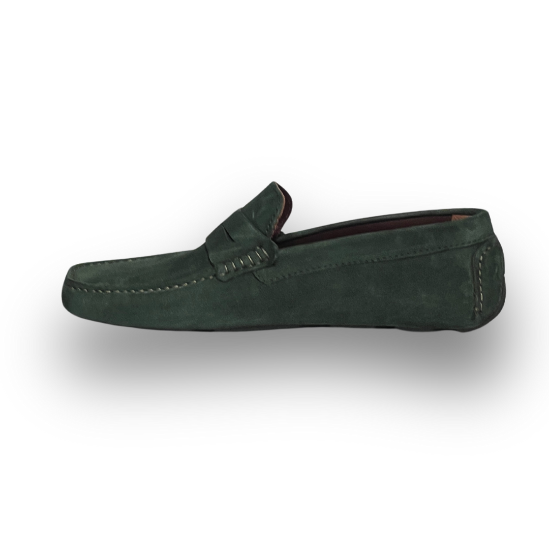 Grandeur Genuine Leather Suede Loafers - Dark Green