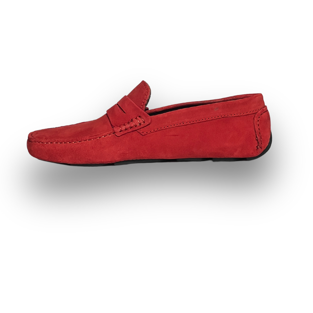 Grandeur Genuine Leather Suede Loafers - Red