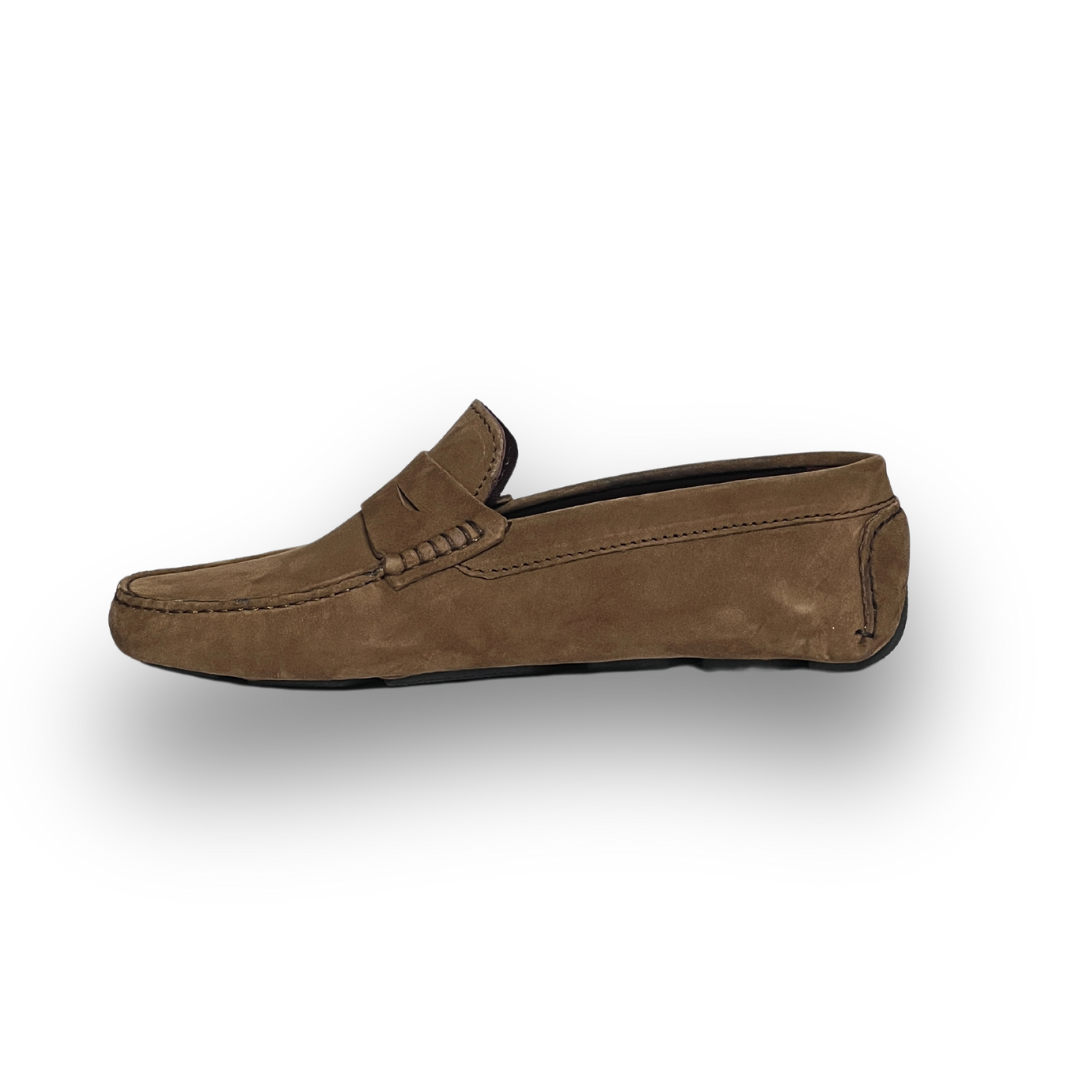 Grandeur Genuine Leather Suede Loafers - Brown