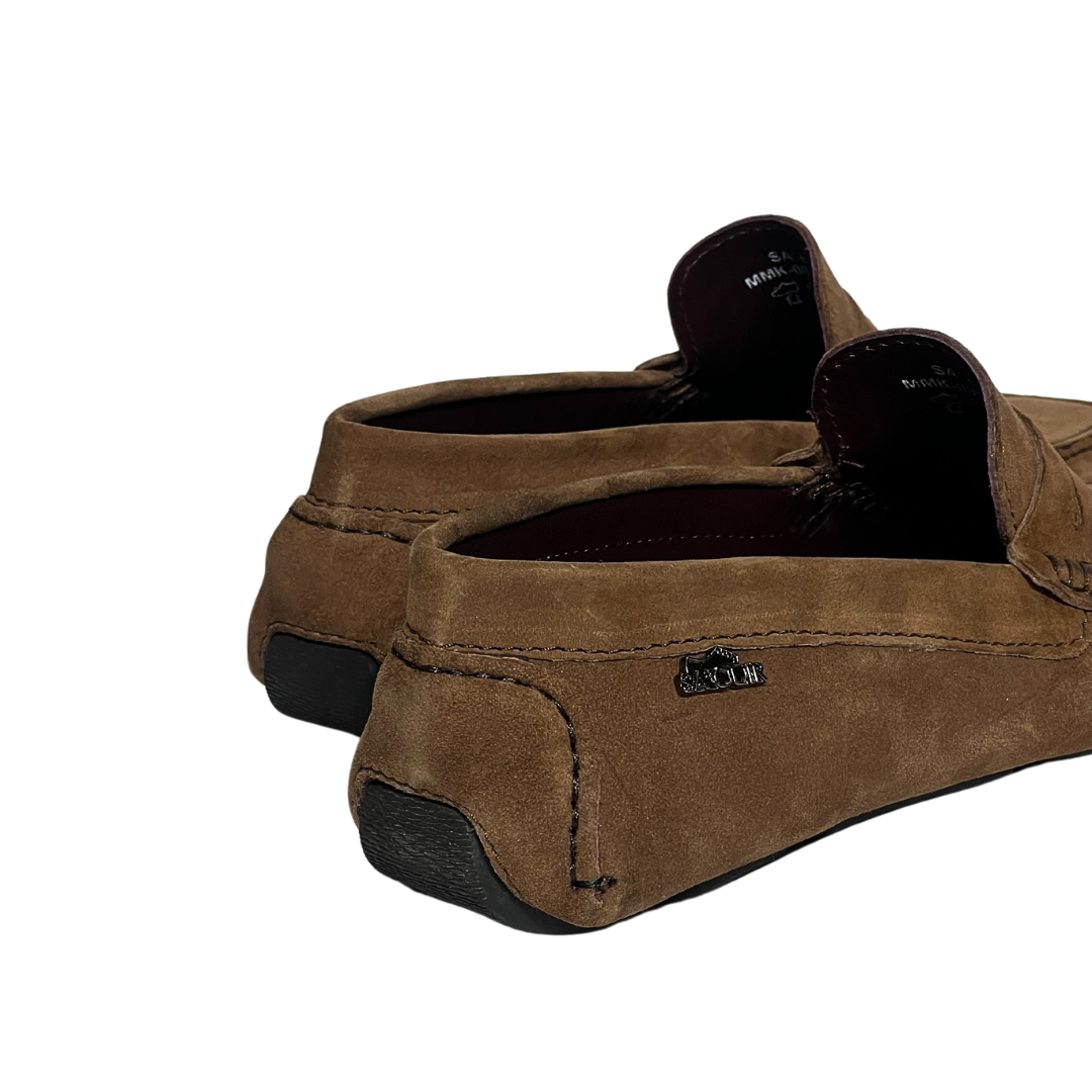 Grandeur Genuine Leather Suede Loafers - Brown