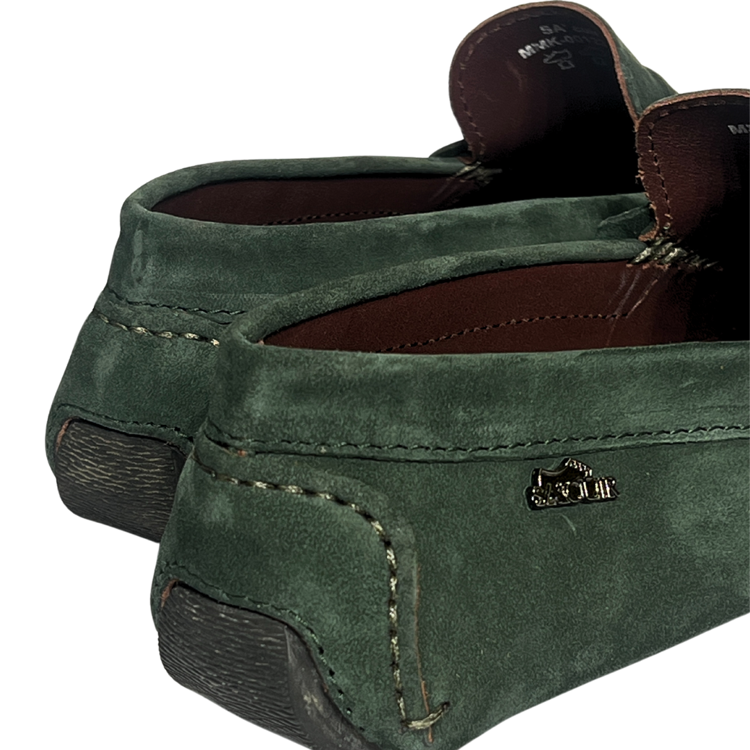 Grandeur Genuine Leather Suede Loafers - Dark Green